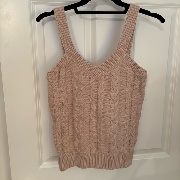 Women's Beige Cable Knit Tank Top - Picture 4 of 7